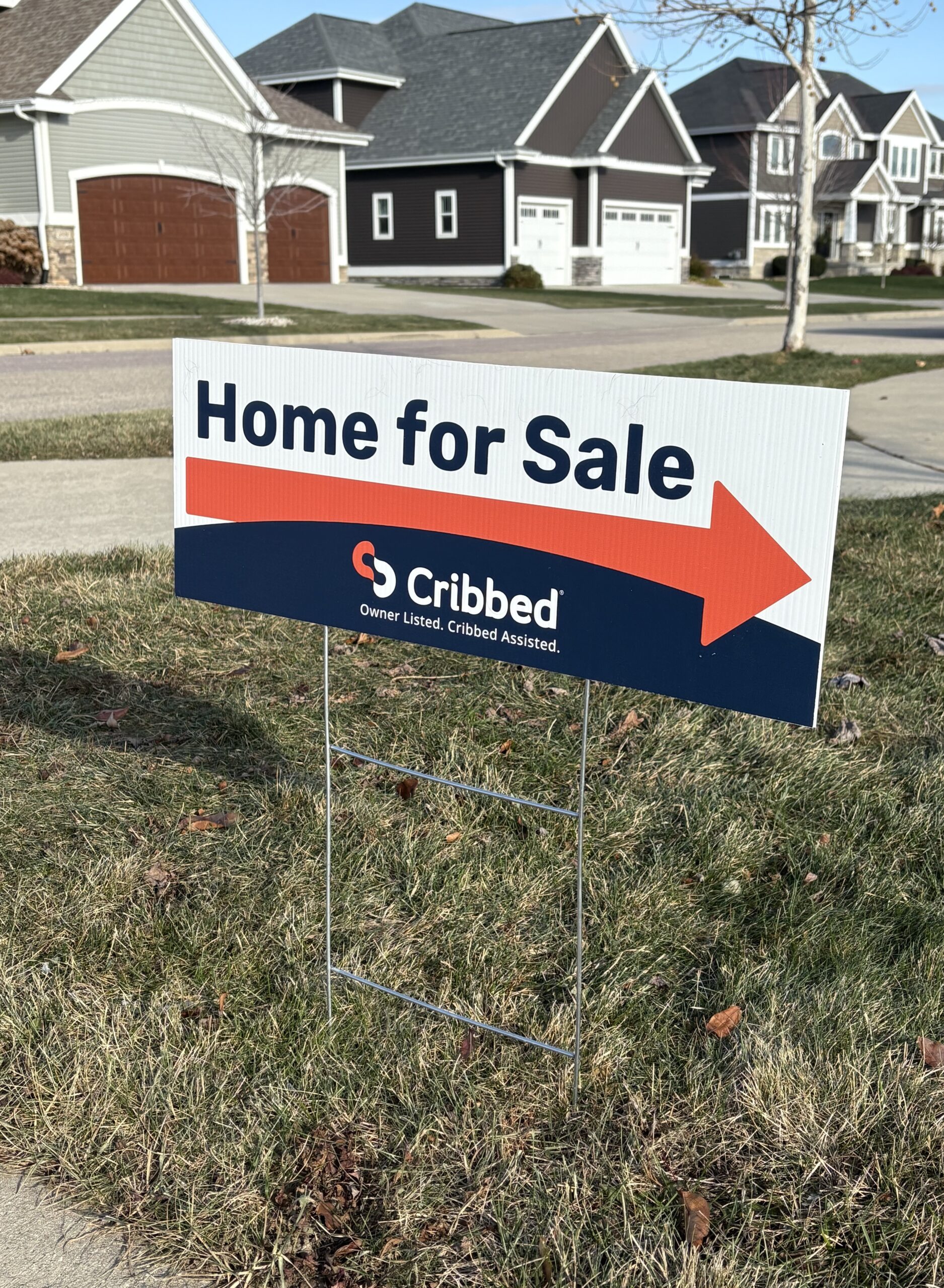 cribbed home for sale sign