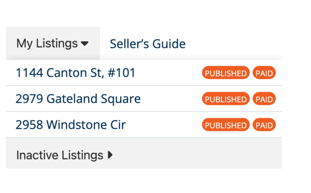 Cribbed My Listings panel showing published and paid listings