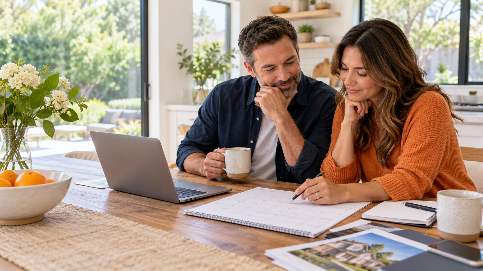 Couple planning the best time to sell a house